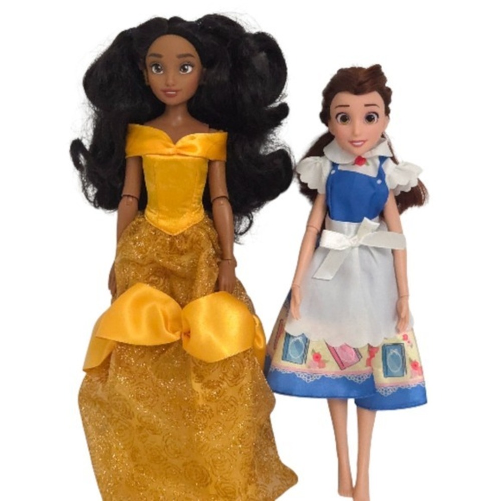 Disney Princess Belle & Fully Articulated Moana Doll Lot- Beauty Beast- Set of 2